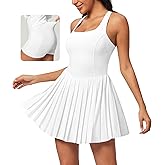 Ewedoos Tennis Dresses for Women Athletic Dress with Shorts Underneath Easy Peezy Pleated Workout Dress with Bra and Pockets