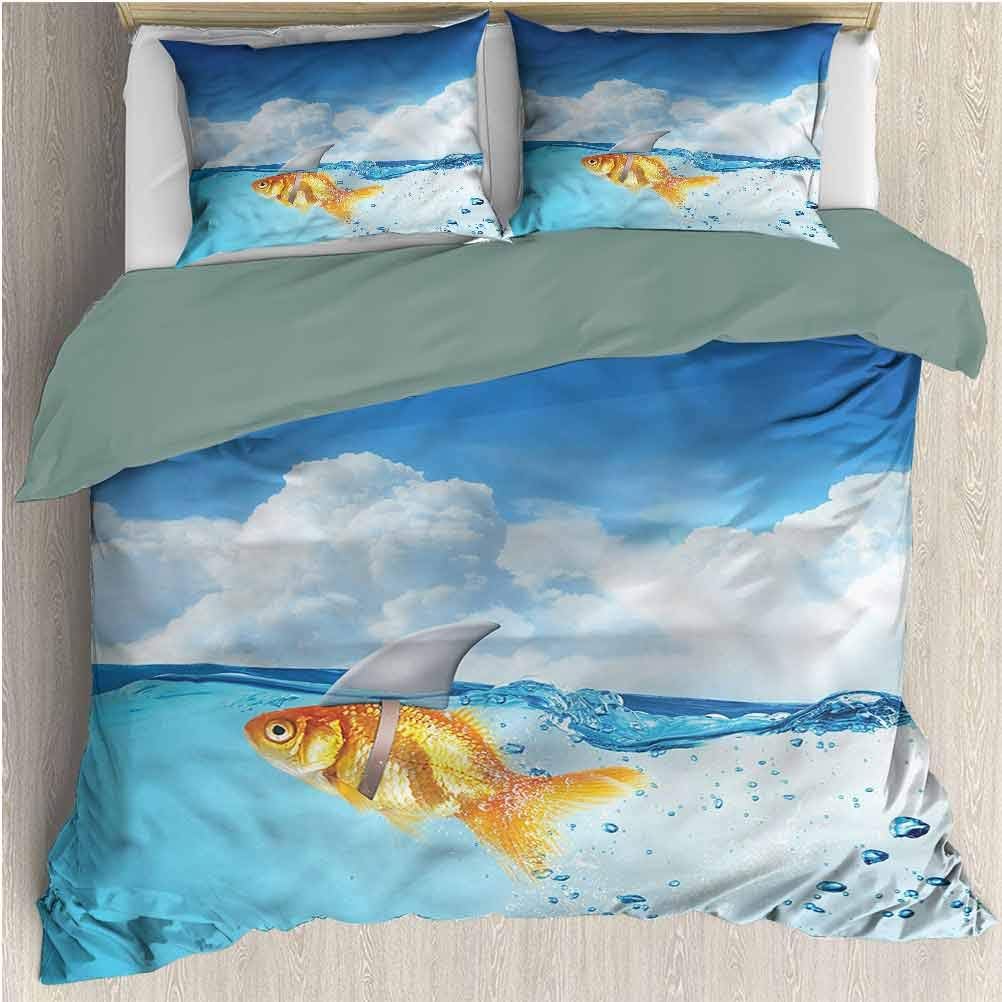 HELLOLEON Shark Extra Large Quilt Cover Goldfish with Shark Fin Can be Used as a Quilt Cover-Lightweight (Full)
