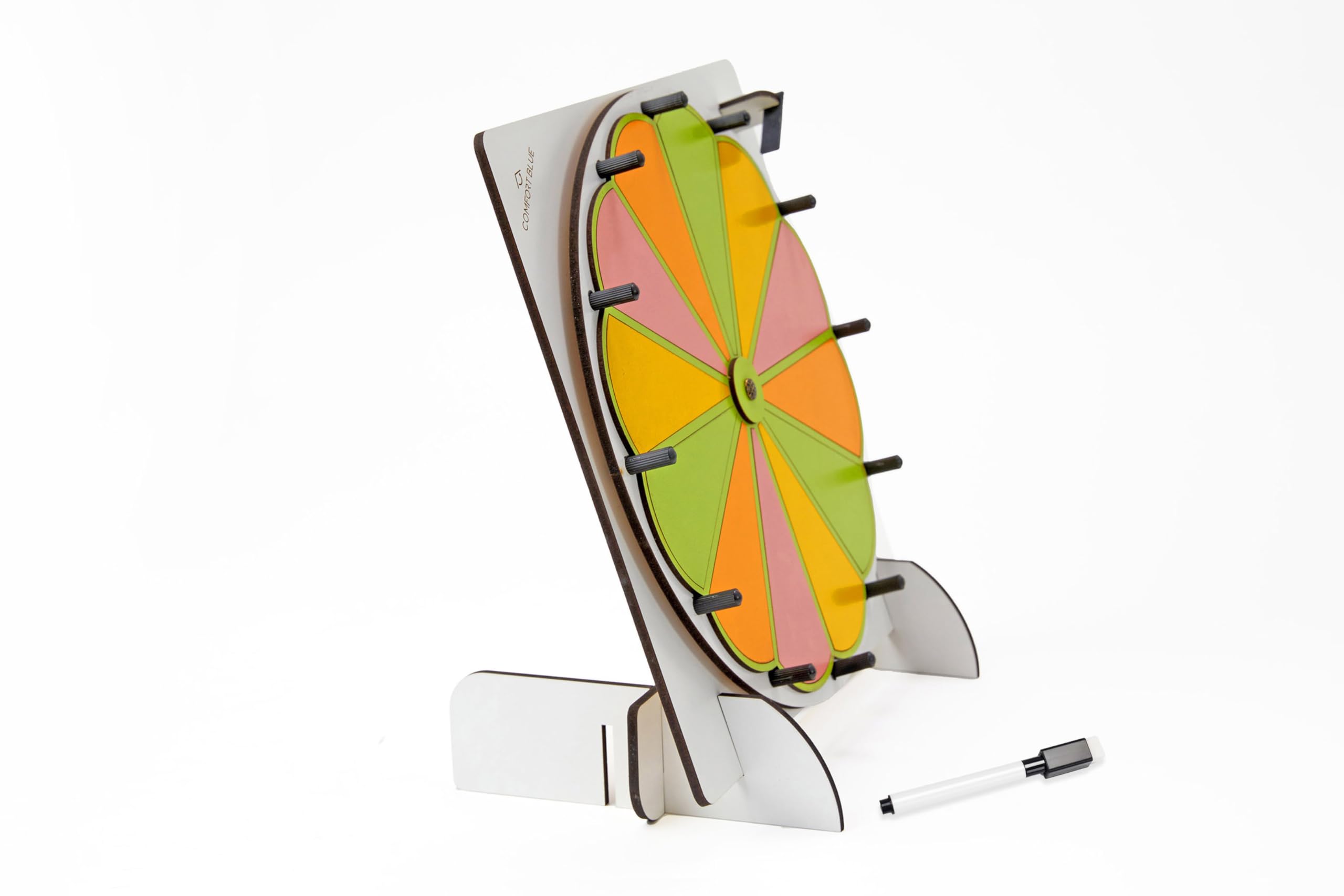 Photo 1 of 12.80 Inch 12 Section MDF Spinning Prize Wheel, Heavy Duty Base Tabletop Spinner, Spin The Wheel for Carnival, Trade Show for Kids and Student for Entertaintment (with Marker and USA Map Picture)