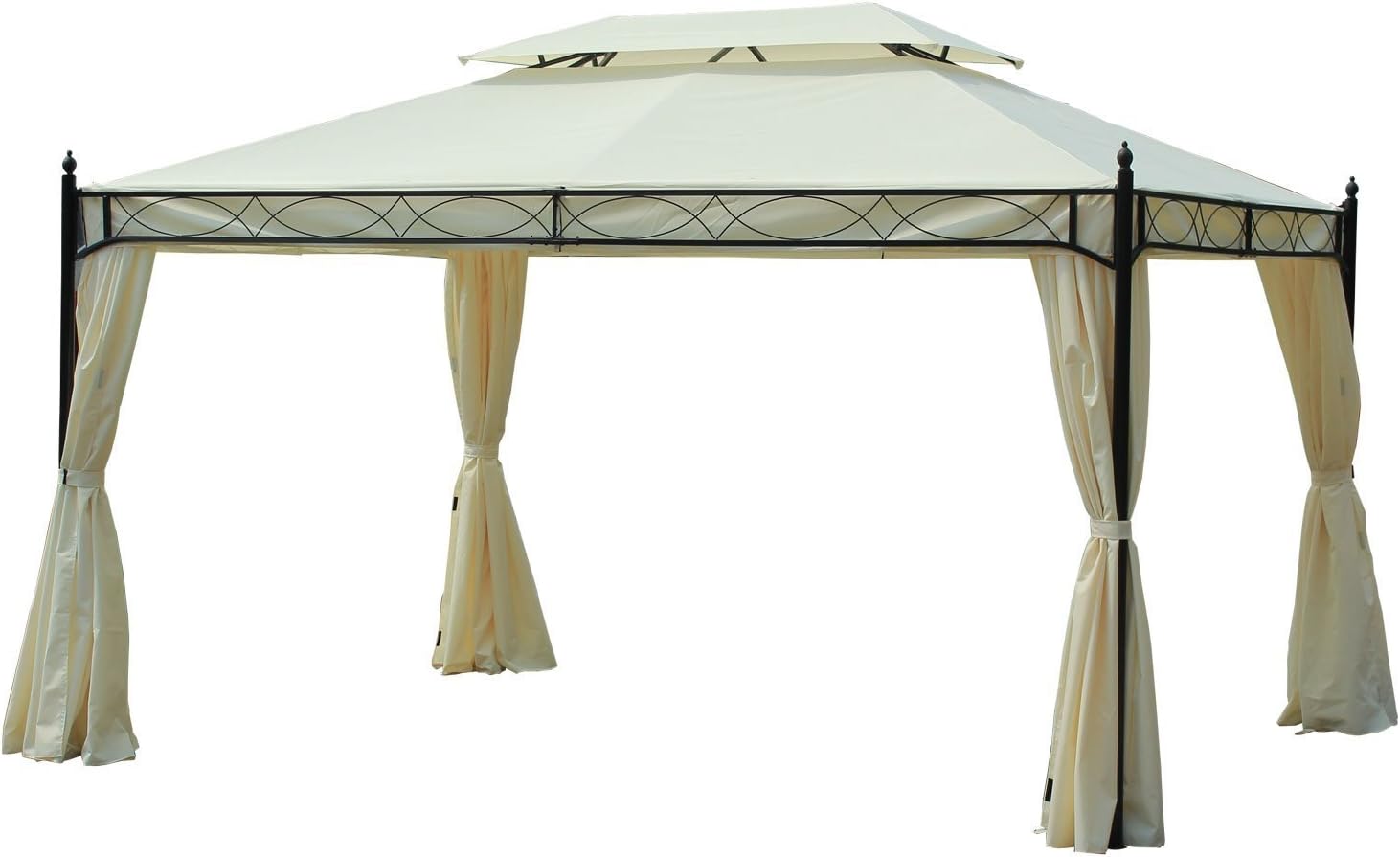 Outsunny Gazebo Tenda da Giardino con Doppio Tetto 4 Teli Laterali