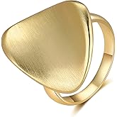 Aprilery Gold Chunky Signet Statement Rings, Fashion Women's Gold Plated Band Ring, Wide Metal Round Rings, Cocktail Costume Jewelry Gifts for Her