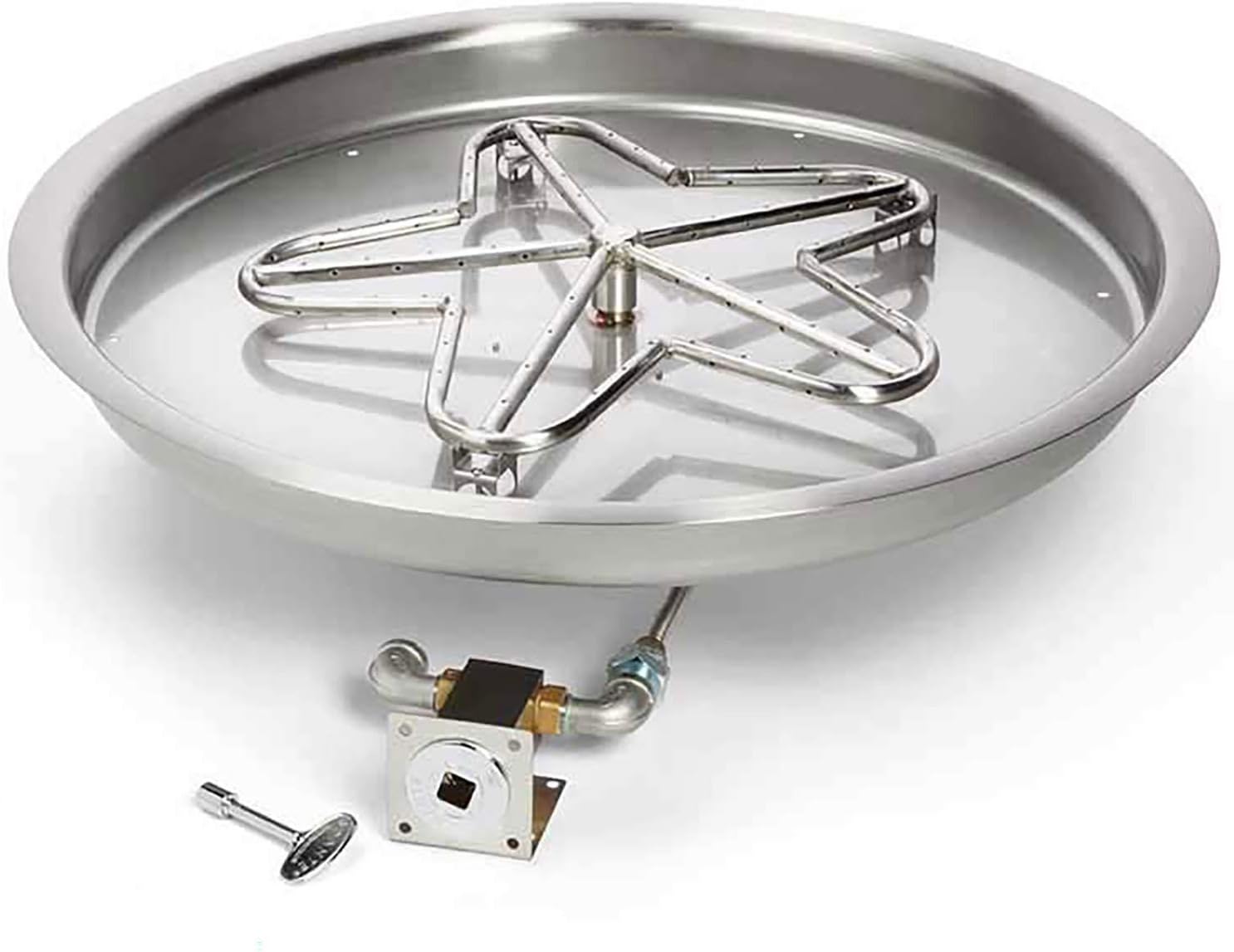 HPC Fire Match Light Fire Pit Burner Kit (PENTA25MLFPK-FLEX-LP), 25-Inch Bowl Pan, Propane Gas, UL Listed