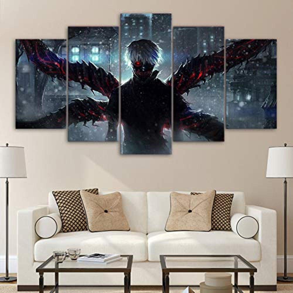 Mua Hnyyj 5パネル絵画アートワーク東京喰種トーキョーポスターキャンバスに印刷kaneki Ken写真不気味なアニメ漫画アートキャンバスプリント家の装飾 10x15cmx2 10xcmx2 10x25cmx1 Tren Amazon Nhật Chinh Hang 21 Fado