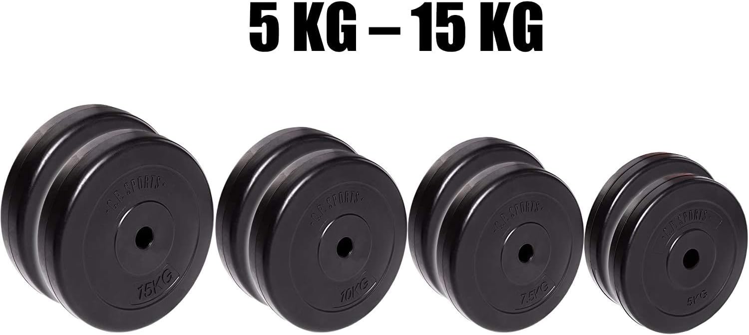 DAI QI Sports Dumbbells-1 Pair of 30 mm Dumbbells-Back Panel-2.5-15 kg per Pair