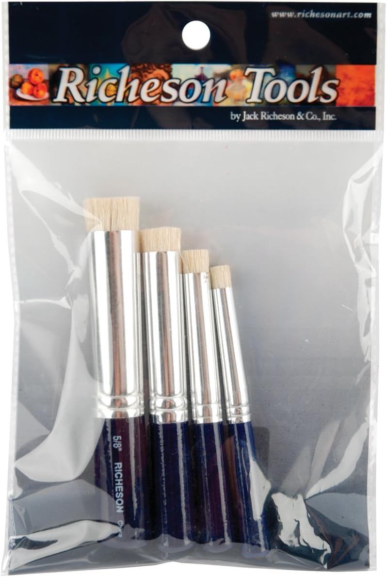 Shiva Paintstiks Stencil Brush Set for Artist's Paintstiks, 1/4-Inch, 3/8-Inch, 1/2-Inch, 5/8-Inch, 4-Pack