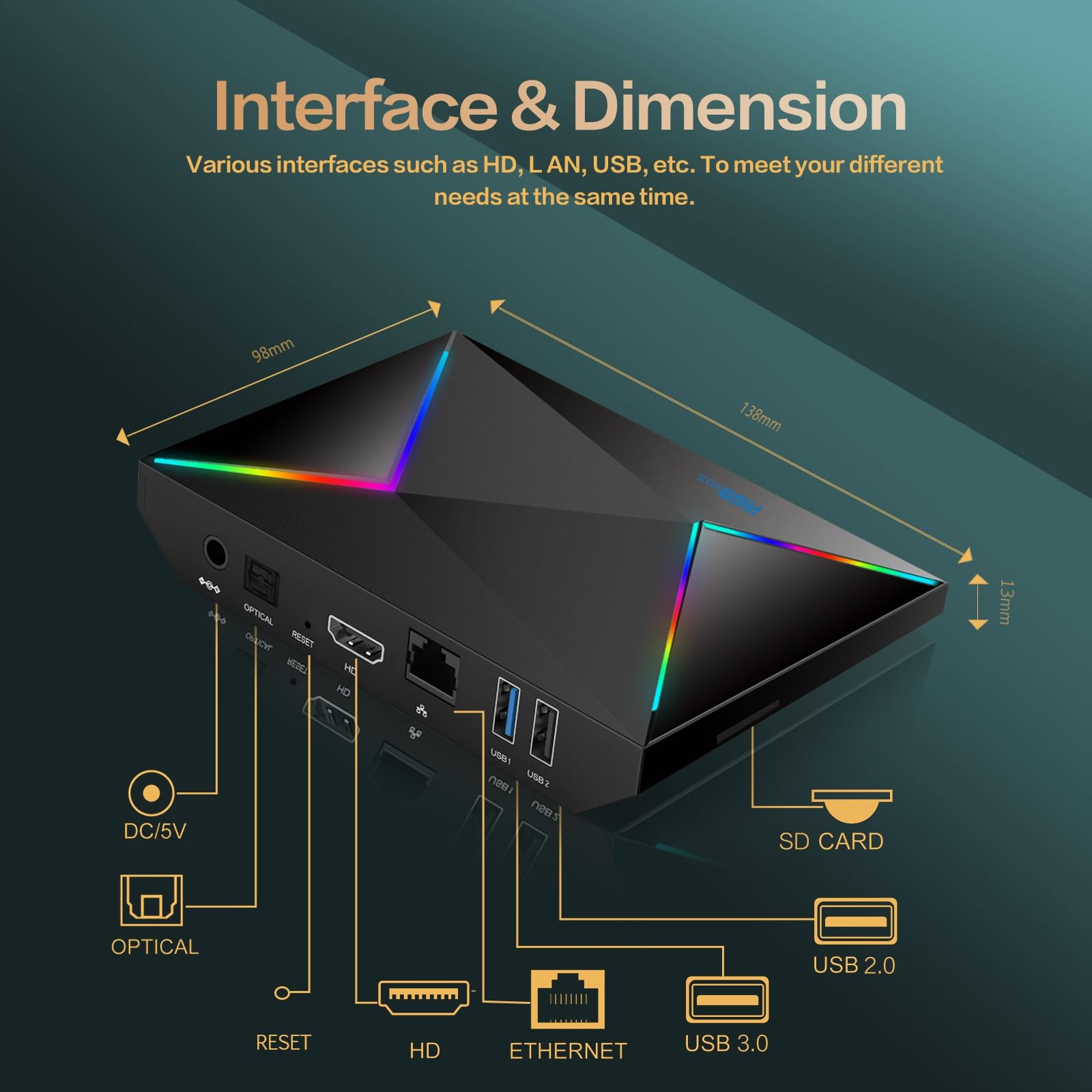 Sidiwen Android TV Box, Android 14.0 TV Box 2025 2GB RAM 16GB ROM Android 14 TV Box 1000M WIFI6 Ethernet R69 Plus 4K 8K HDR10 H728 Octa-core 3D TV Box Support 2.4G 5.8G Dual WiFi BT5.0 USB 2.0 USB 3.0