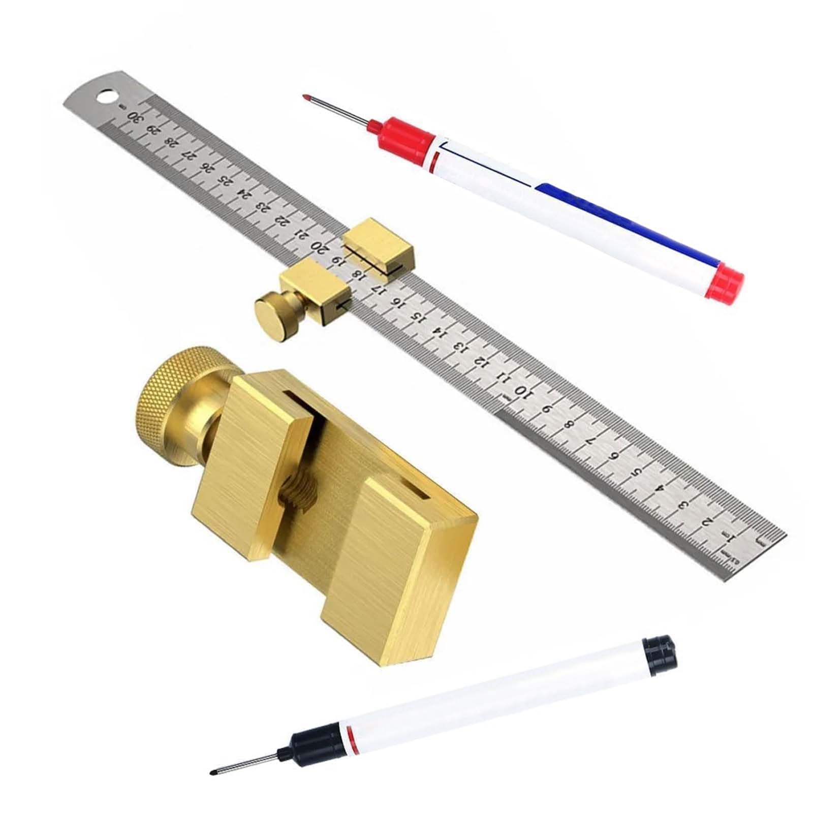 Stainless Steel Ruler - 30CM Double Sided Steel Scale Edge Measuring Tool for Carpenter, Engineer, Craftman, Roofer