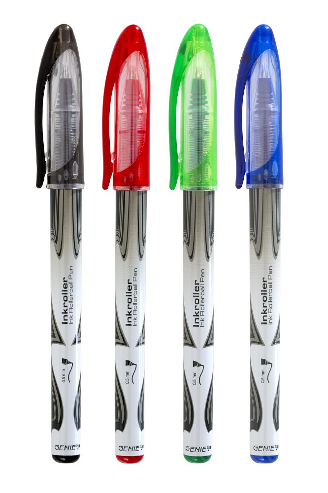 Genie 40018 Gel pens in Assorted Colours – Great for Left-Handed Writers. Contains 4X Black, 4X Cyan, 2X Magenta and 2X Green pens.