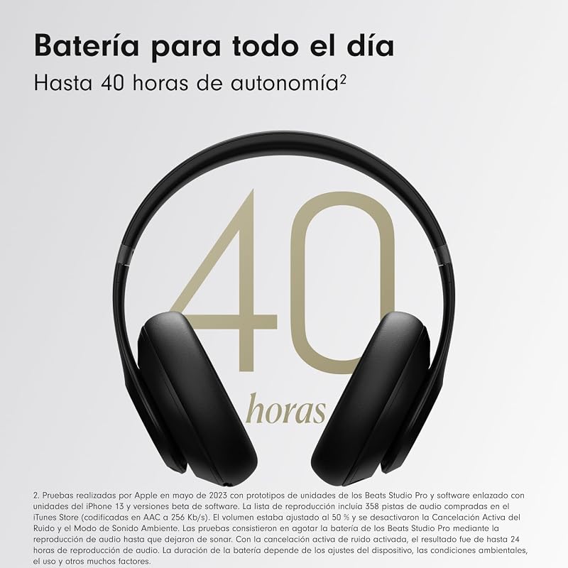 Studio Pro - Auriculares inalámbricos Bluetooth con cancelación de Ruido - Audio Espacial Personalizado, Sonido USB-C sin pérdida, compatibilidad con Apple y Android - Negro