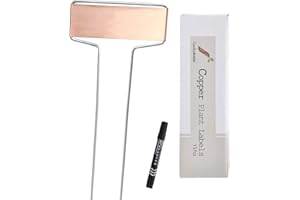 GARDENBASIX Copper Garden Labels Plant Markers Nursery Tags Reusable Planting Gardening Sticks for Vegetable Herb Flower Pack of 15,with 1 Marker Pen