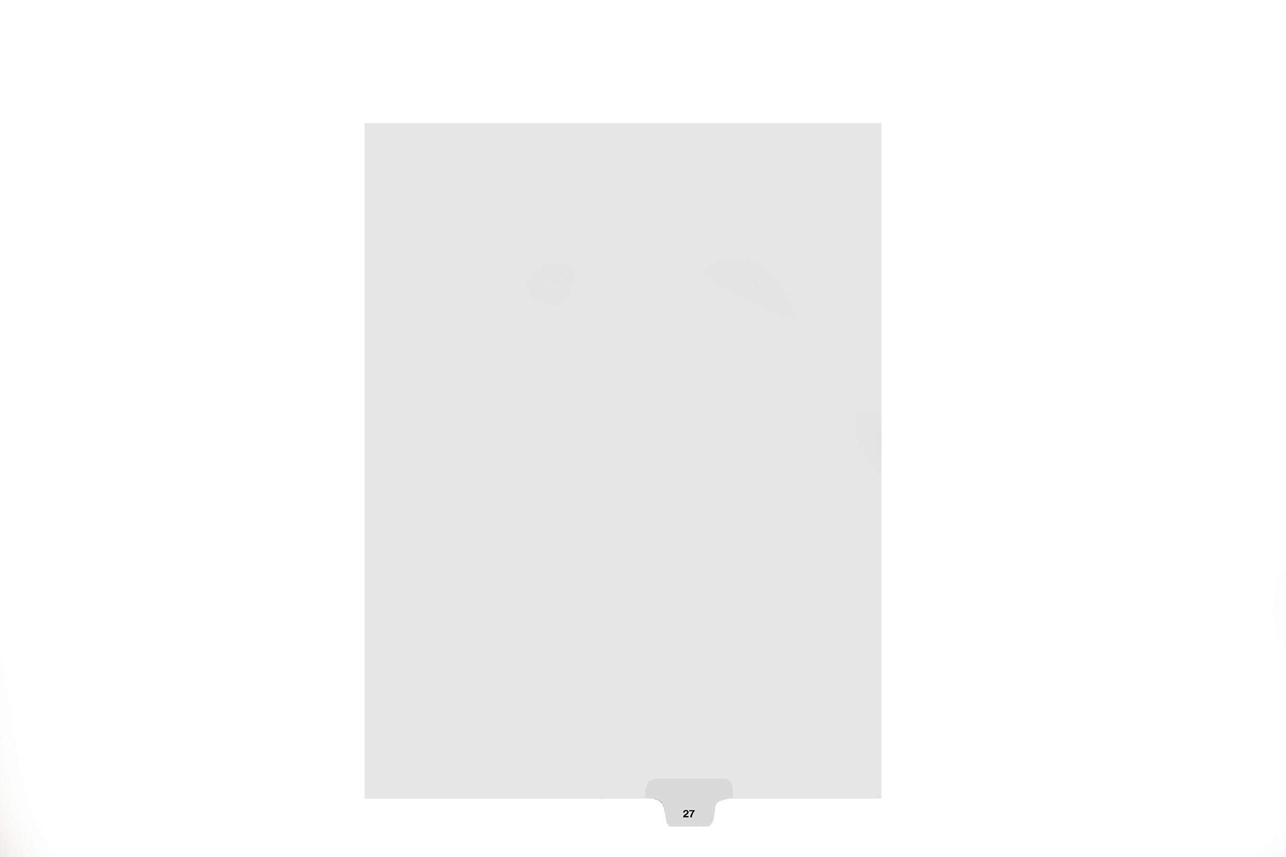 Kleer-Fax Letter-Size Individual Number Index Dividers, Bottom Tab, 1/10th Cut, 25 Sheets/Pack, White, Number 27 (84340)