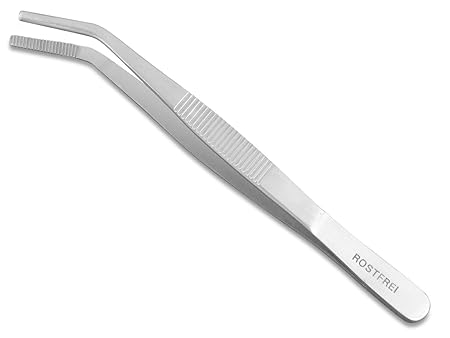 InstrumenteNrw Premium Küchenpinzette | Grillpinzette | Kochpinzette | Pinzette Edelstahl | Gourmet-Qulität | Gebogene Ausfüh