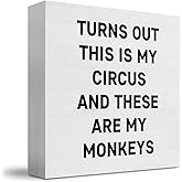 JUIOEIU This Is My Circus These Are My Monkeys Sign, Gifts For National Boss Day, Bosses Day Gifts For Women Men, Bosses Day Decorations, Gifts For Mom Grandpa Grandma Wooden Box Signs(5 X 5 Inch)