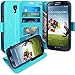 S4 Case, LK [Kickstand Feature] S4 Wallet Case, Luxury PU Leather Wallet Case Flip Cover Built-in Card Slots Stand For Samsung Galaxy S4, SKY BLUE