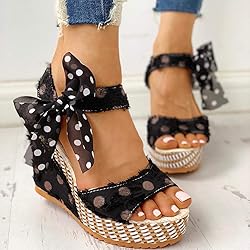 ZBYY Womens Wedge Sandals Open Toe Tie Lace Up