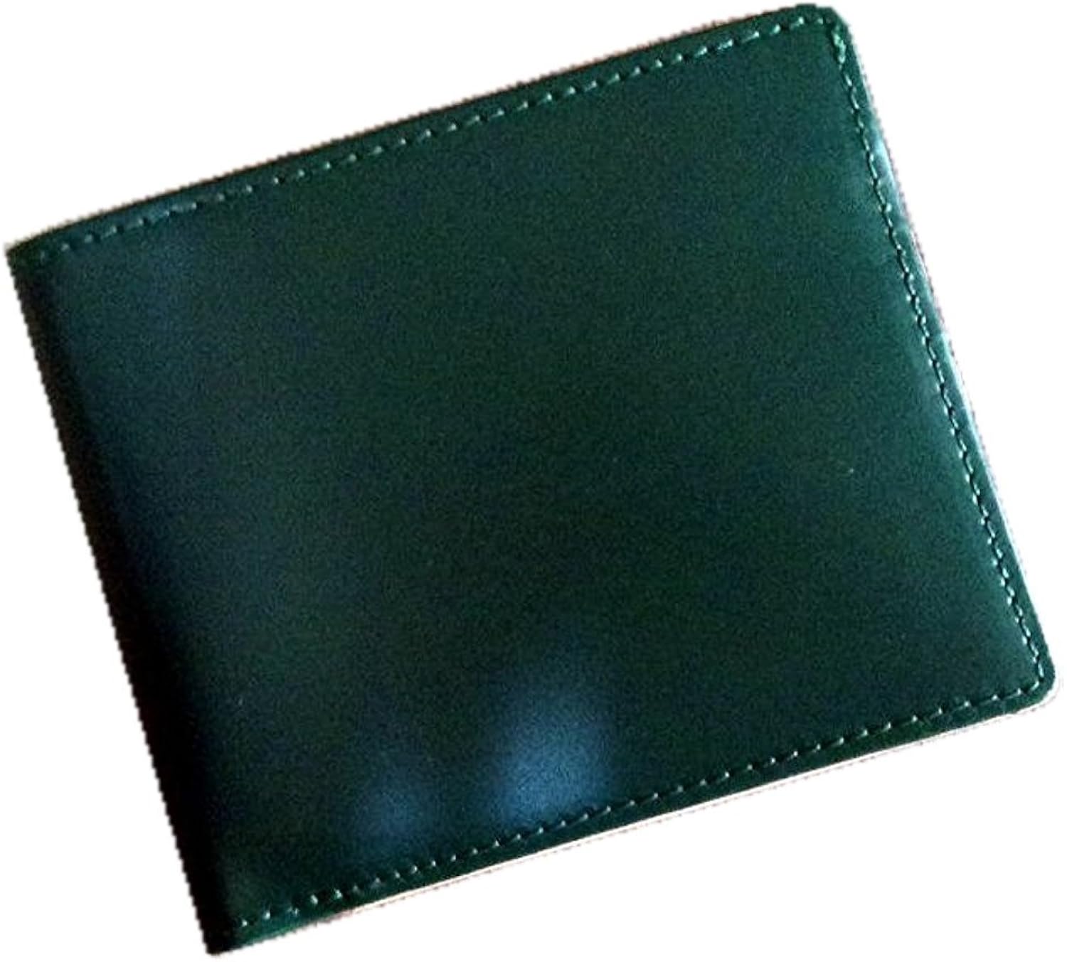 Amazon コードバン 本ヌメ革 カード札入れ 純札入れ 小銭入れ無し二つ折り財布 グリーン 財布