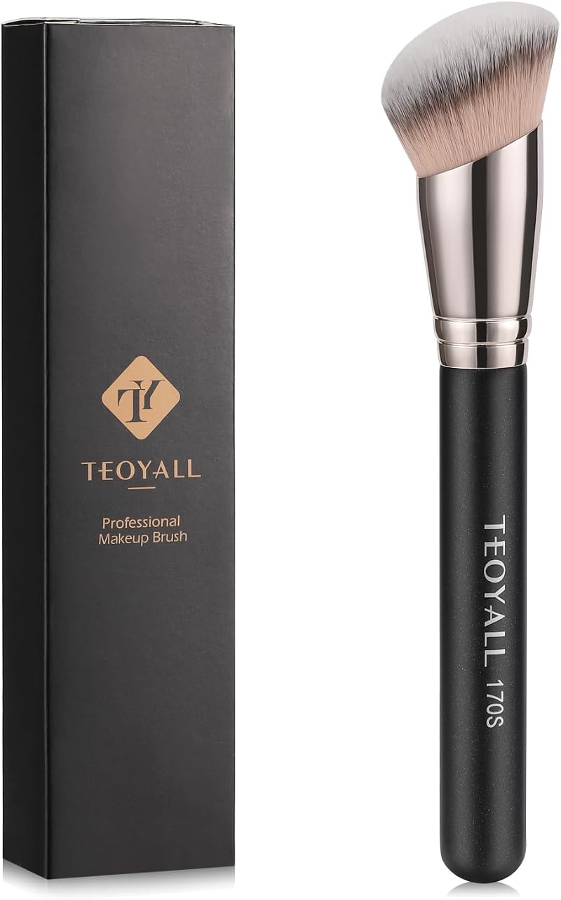TEOYALL Angled Foundation Contour Brush Synthetic Kabuki for Liquid Cream Powder