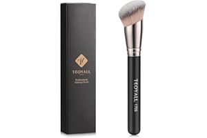 TEOYALL Angled Foundation Contour Brush, Synthetic Kabuki Brush for Concealing Blending Setting Buffing with Liquid, Cream an