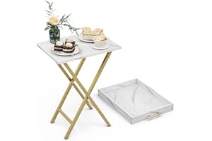 HMFOR Folding TV Tray Tables, Side Table for Small Place, Snack Eating Tables at Couch, Folding Tables with Removable Serving Tray, Portable End Table Easy Assembly, Set of 1