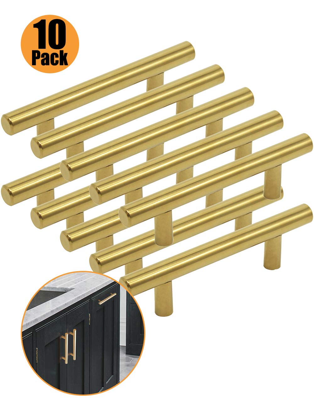 latón cepillado T Bar pomos acero inoxidable 9 tamaño Probrico