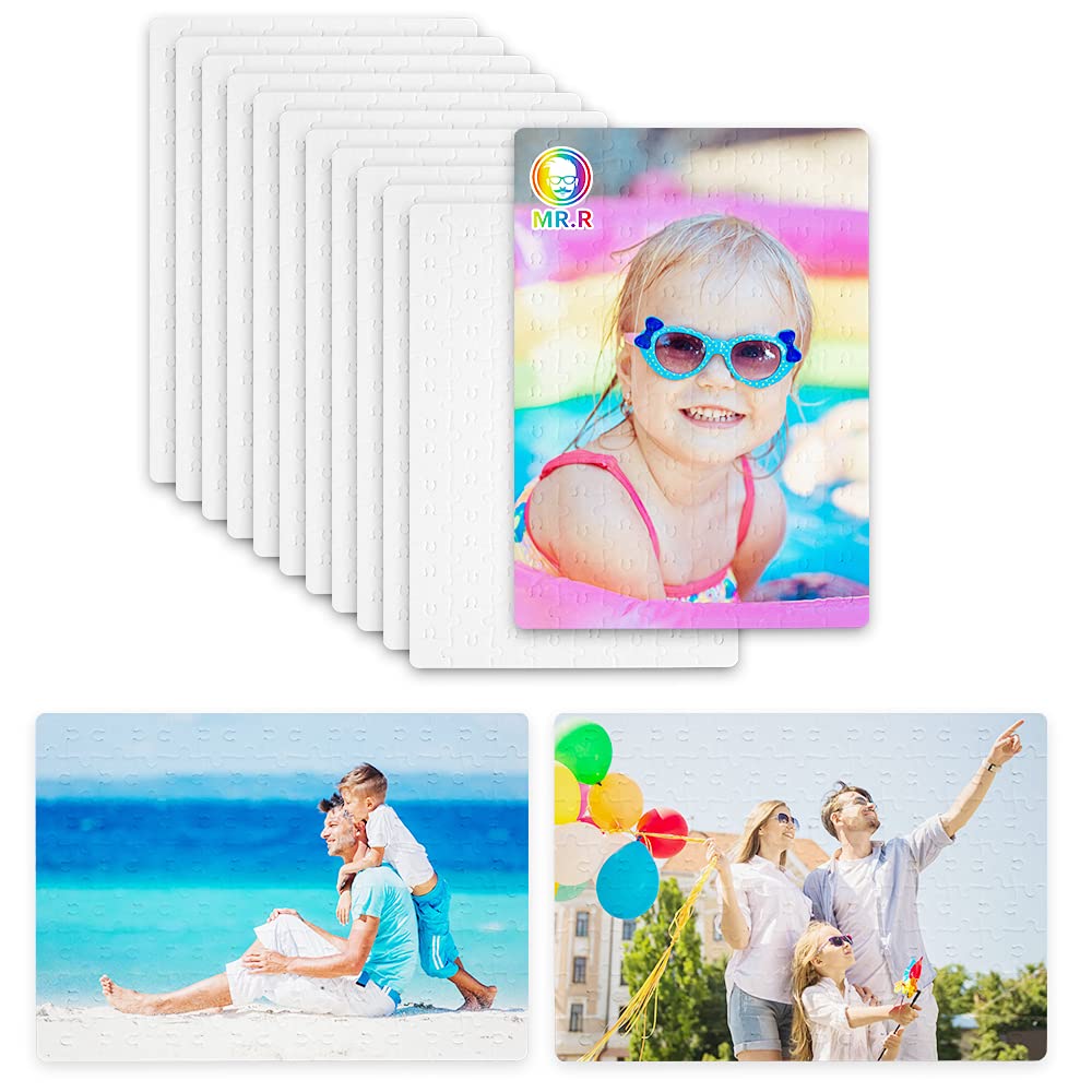 MR.R 12 Sets Sublimation Blanks Jigsaw Puzzle - DIY White Puzzle for Sublimation Transfer, Thermal Transfer Heat Press Printing Crafts (A4-120 Style)