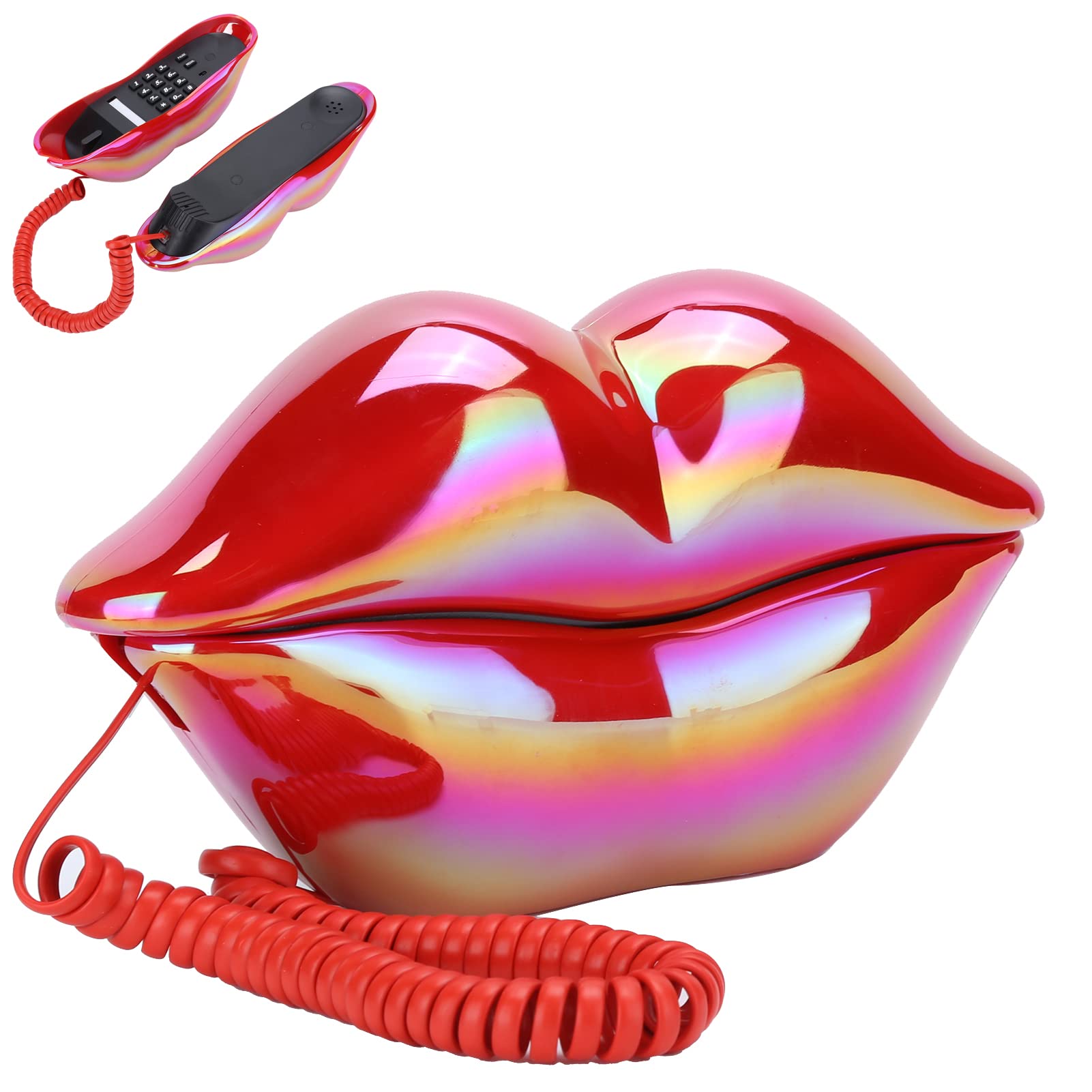 Annadue Lip Telephone, WX‑3016 Unique Electroplating Fashionable Funny Lip Telephone with Number Storage, Call Sound Clear, as a Gift for Loved One, Friends etc.(Electroplating Red)