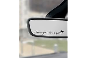 UNLRAE 4PCS Car Stickers,Car Decals,Car Accessories Vinyl Rearview Mirror Decal Decor,Auto Stickers and Decals,Self Affirmations Decal,Cute Auto Decals for Women (Black, I Love You Drive Safe)