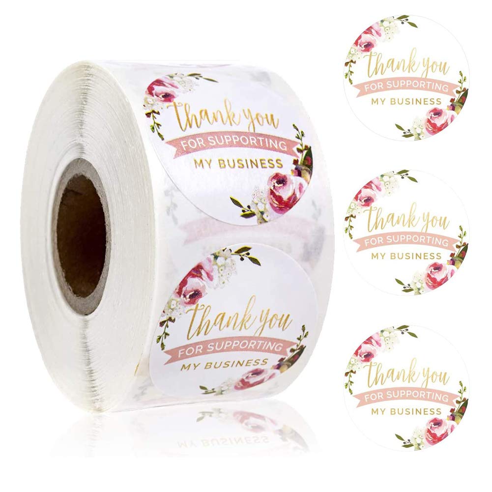 EUYuan 500P 1.5 Inch Round Thank You for Supporting My Small Business Stickers for Appreciation, Wedding Favors, Birthdays, Baby Shower and Small Business