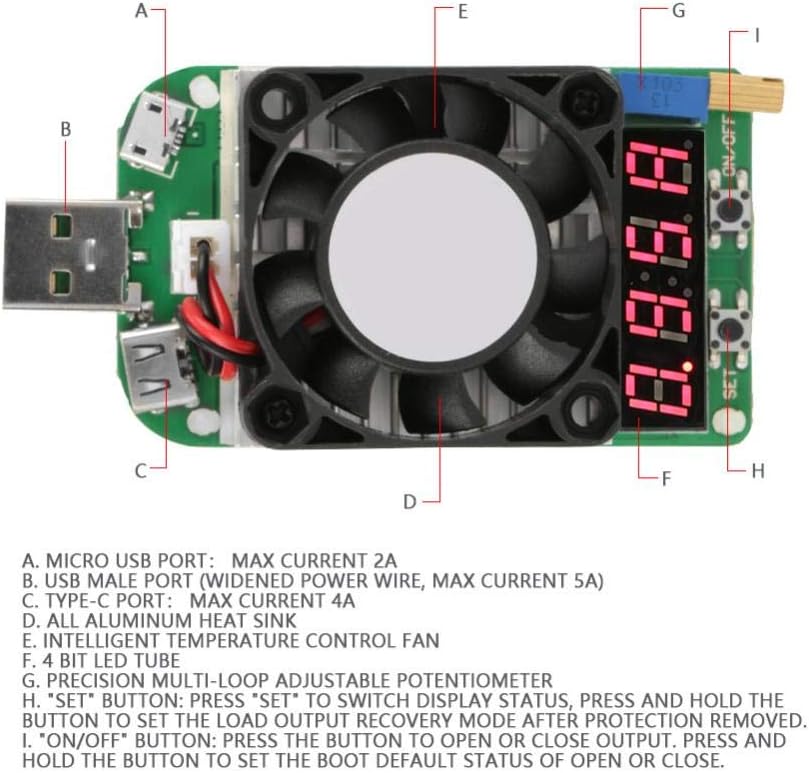 Akozon USB Power Meter Tester, USB Load, Discharge Tester - Image 4