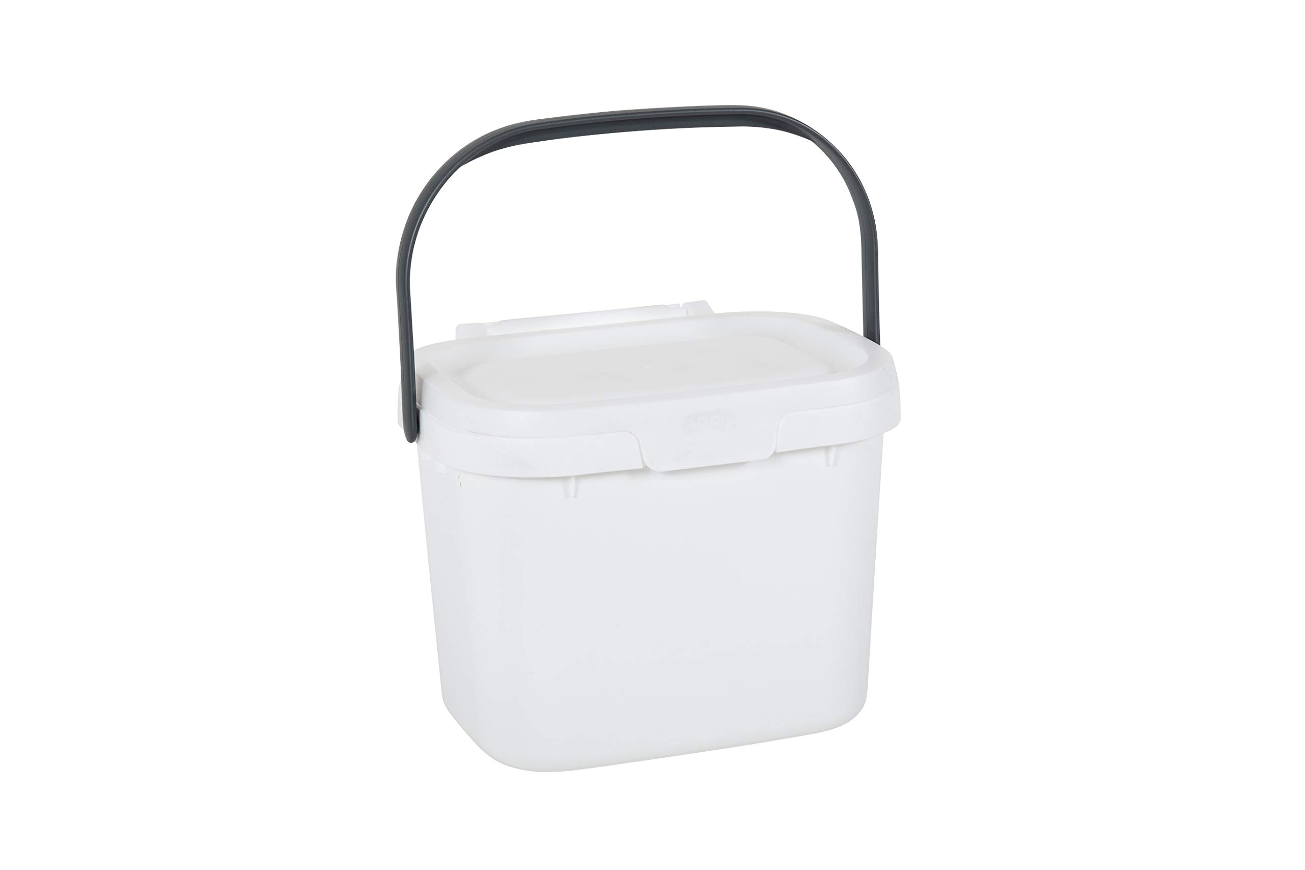 Addis 518252 Everyday Kitchen Food Waste Compost Caddy Bin, 4.5 Litre, White/Metallic Sliver, Silver, 4.5ltr