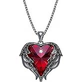 Acekiily Angel Wings Pendant Necklace for Women Gothic Style Skull Hand Pendant Necklace Red Heart Crystal Pendant Necklace Holiday Birthday Party Jewelry