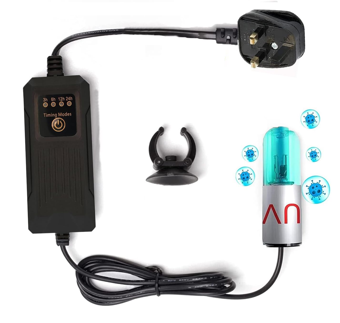 3W UV Disinfection Lamp, Aquarium UV Sterilizer for Green Water and Algae Clean,Home Sanitizer Ozone Free Ultraviolet Light for Fish Tank Phone Keys,Home,Baby Room,Pet,Pond,Hotel