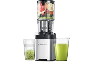 AMZCHEF Cold Press Juicer Machines with 5.4" Extra Self-Feeding for Whole Vegetable & Fruit, Large Auger & Triple Strainers, 