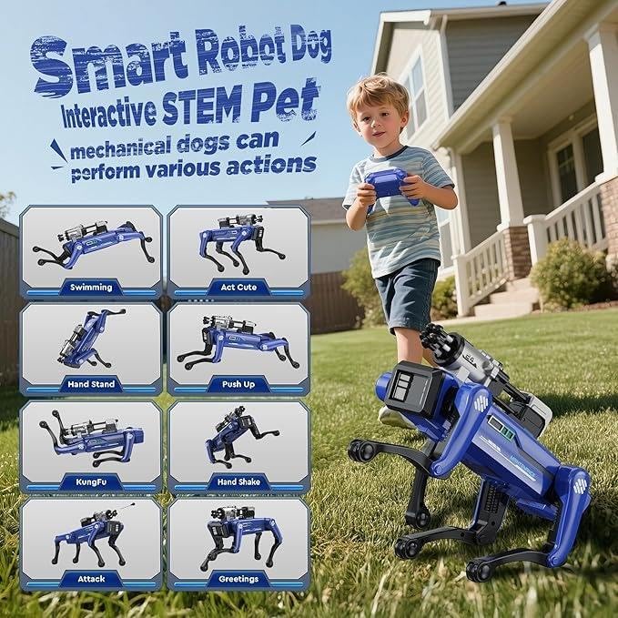 Smart Robot Dog for Kids - Police Edition - Shooting with gel bullets, Voice Commands, Remote Control, AI Programming, Music, Dance, STEM Learning Toy for Boys & Girls Ages 6+ روبوت كلب ذكي