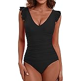LAPHEE ROSE Women's Ruffled One Piece Swimsuit Tummy Control Bathing Suits Swimwear