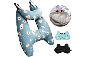 TUMAHE Car Pillow for Kids, Kids & Adults Car Neck Head Support Cushion Set,Travel car seat Safety Pillow,h Shape car Sleeping Pillow Kids,Pillow case can be Disassembled and Washed (D)