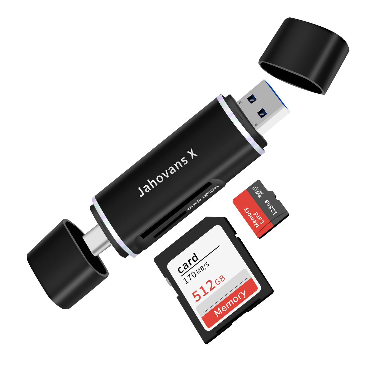 Photo 1 of SD Card Reader, Jahovans X Dual Connector USB C USB 3.0 Memory Card Reader Adapter - Supports SD/Micro SD Compatible with MacBook Pro, iPad Pro, Galaxy S21 etc.