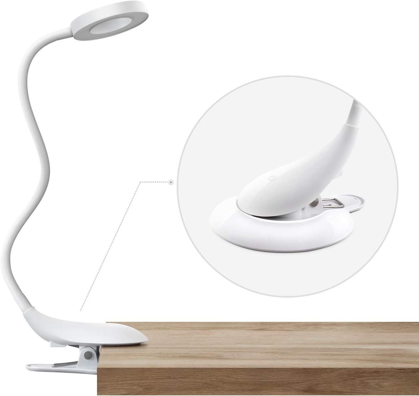 LED Clip on Reading Light/Lamp, Lampstand Cutover Design, Stepless Dimming & 3 Color Modes, 6W Eyes-Care Desk Lamp with Clamp, 360 ° Flexible Gooseneck Bed Night Light for Headboard/Office/Dorm - - 