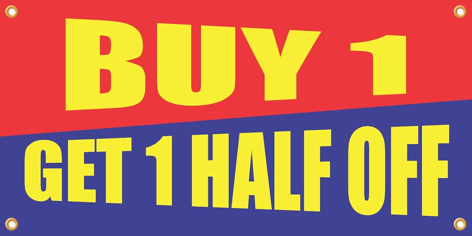 Amazon Com Buy 1 Get 1 Half Off Vinyl Display Banner With