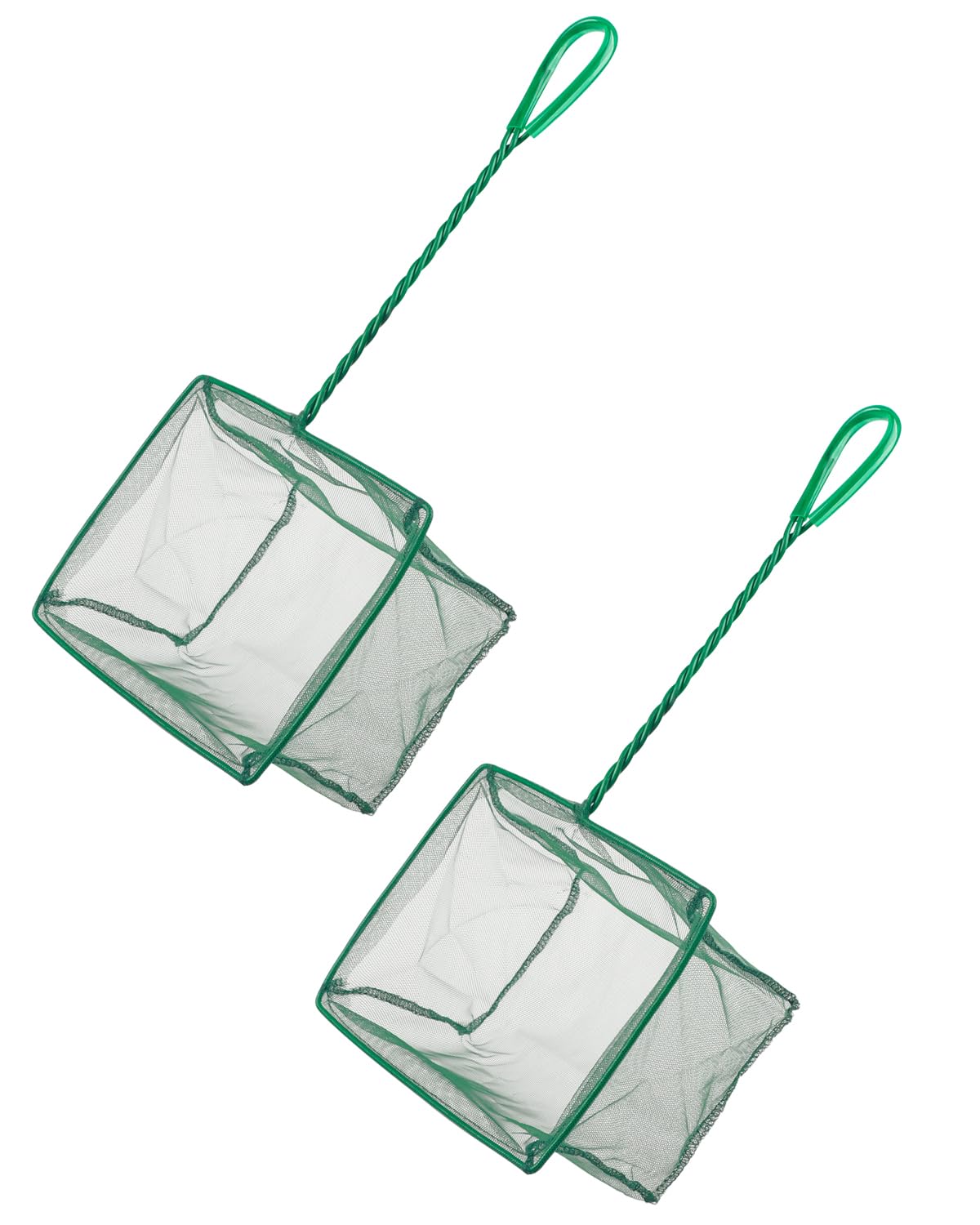 Uniclife 2 Pack 20 cm Aquarium Fish Net Fine Mesh Fish Catch Nets with 26 cm Plastic Handle - Green — image 1