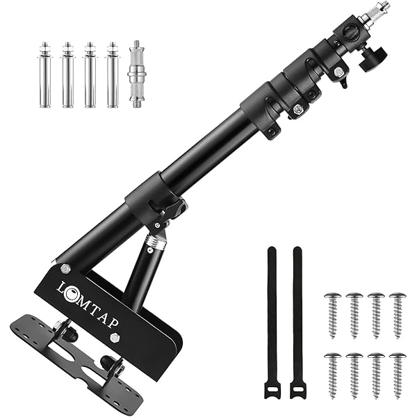 LOMTAP Ring Light Wall Mount Adjustable 45.7" Boom Arm Stand for Photography Lighting Studio, Camera Triangle Wall Mount, Sturdy Alloy Support for Salon, Tatto Light, Barber Shop, Strobe