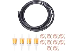 Glarks 15Pcs 1/4"(6mm) ID Fuel Line Set, 2 Meter / 6 Feet Fuel Line Hose and Fuel Filters with 2/5" ID Fuel Hose Clamps Assor