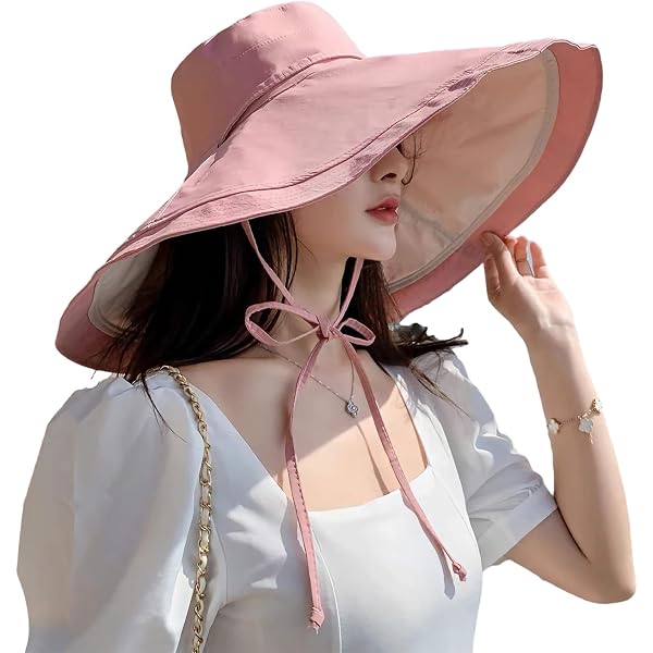 Women Wide Brim Summer Sun Hat Wired Edge Beach Bucket Fishing Hats Pink Women Cotton Sun Hats Metal Wired Edge Summer Sun Protective  main image 2