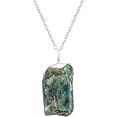 NJCRAFT Raw Gemstone Pendant Necklace for Women |Natural Healing Crystal Rough Pendant 15–25 Carat | Silver Plated Chain 16+2 Inch Adjustable | Gift Jewelry