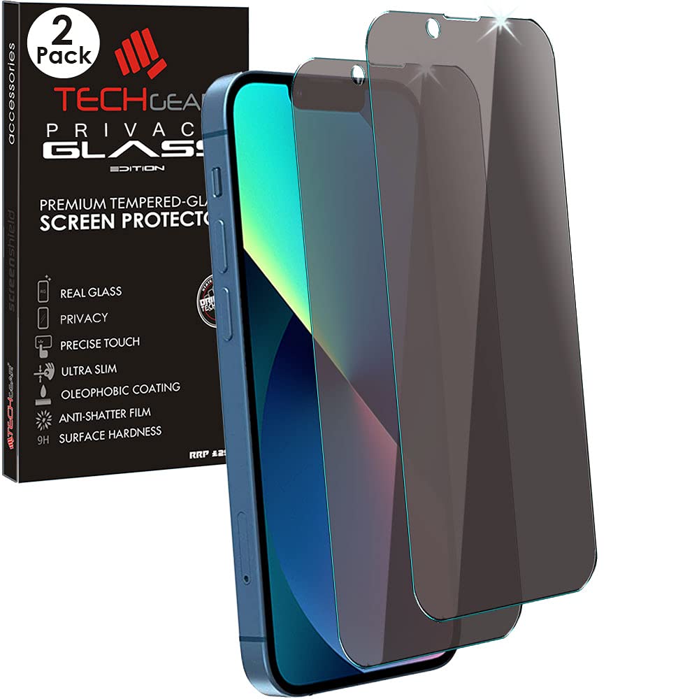 TECHGEAR [2 Pack] Anti Spy Screen Protector for iPhone 14 - PRIVACY Filter GLASS Edition Genuine Tempered Glass Screen Protector Guard Cover Compatible with iPhone 14 6.1"