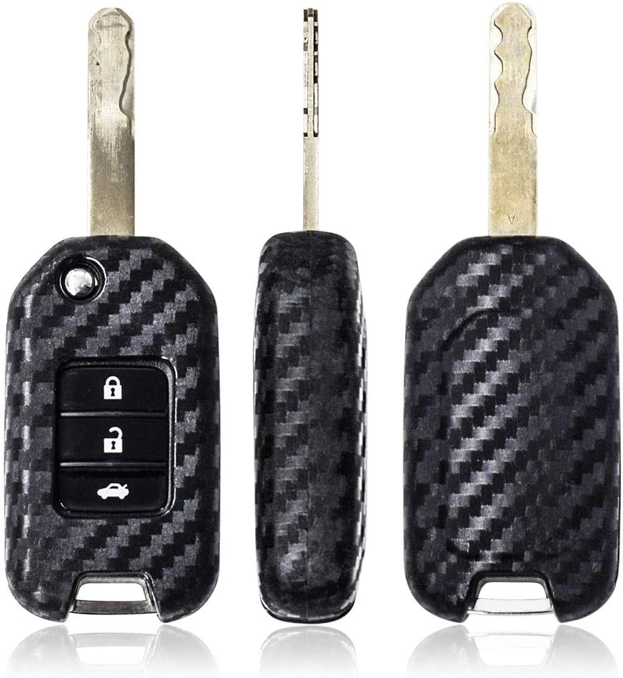 Ceyes Carbon Fiber Texture Protective Key Cover Car Smart Key Cover Car
