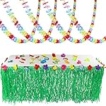 Joyin Toy Luau Tropical Hawaiian Party Decoration Set Including 100 ft Flower Lei Garland, 36 Hibiscus Flowers and 9 ft Luau Table Skirt