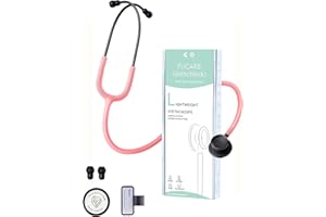 FriCARE Dual Head Stethoscope - Stethoscopes for Nurses, Medical Nursing Students, Paramedics/EMT/LVN/VNA Backup Estetoscopio, Aurora Pink Tube Matte Black Finish Chestpiece