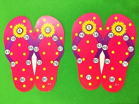 Floral Flip Flops Tambola Tickets