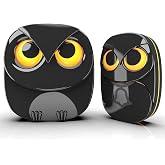 Wireless Doorbell, Cute Owl Doorbell- 1 Receiver + 1 Transmitter, Black | Weatherproof IP55 Outdoor Remote Push Button- 1000 Feet Long Wireless Range, 35 Classic Melodies Optional, 5 Volume Levels
